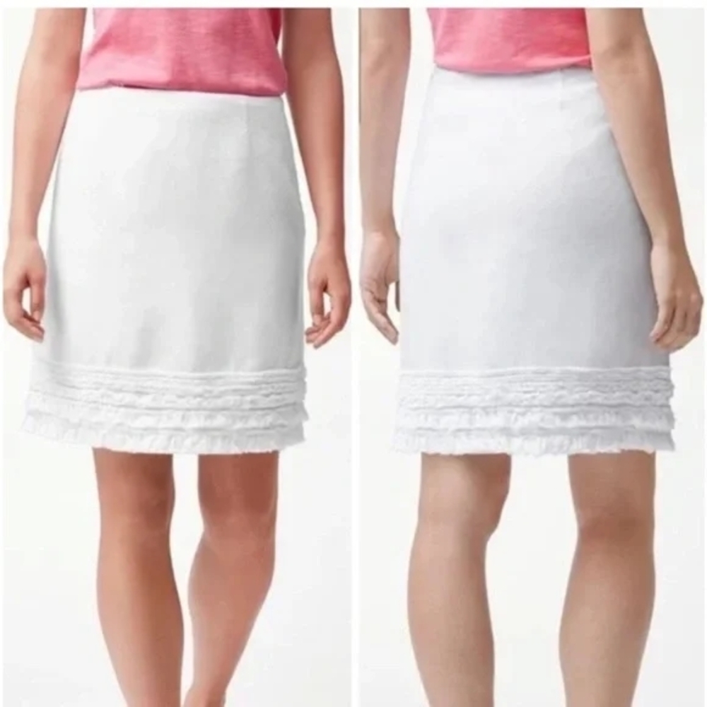 Tommy Bahama Two Palms White Linen Ruffled Skirt